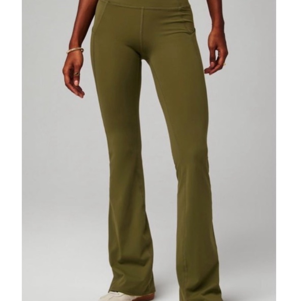 Olive Fabletics PureLuxe High-Waisted Pocketed Kick Flare - Picture 1 of 5